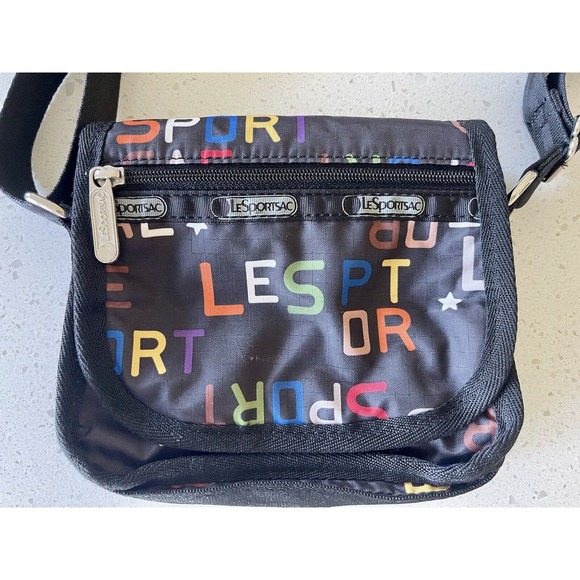 Le sport Sac Crossbody Small Black With Colorful Wording Vintage Retired… - Picture 2 of 9